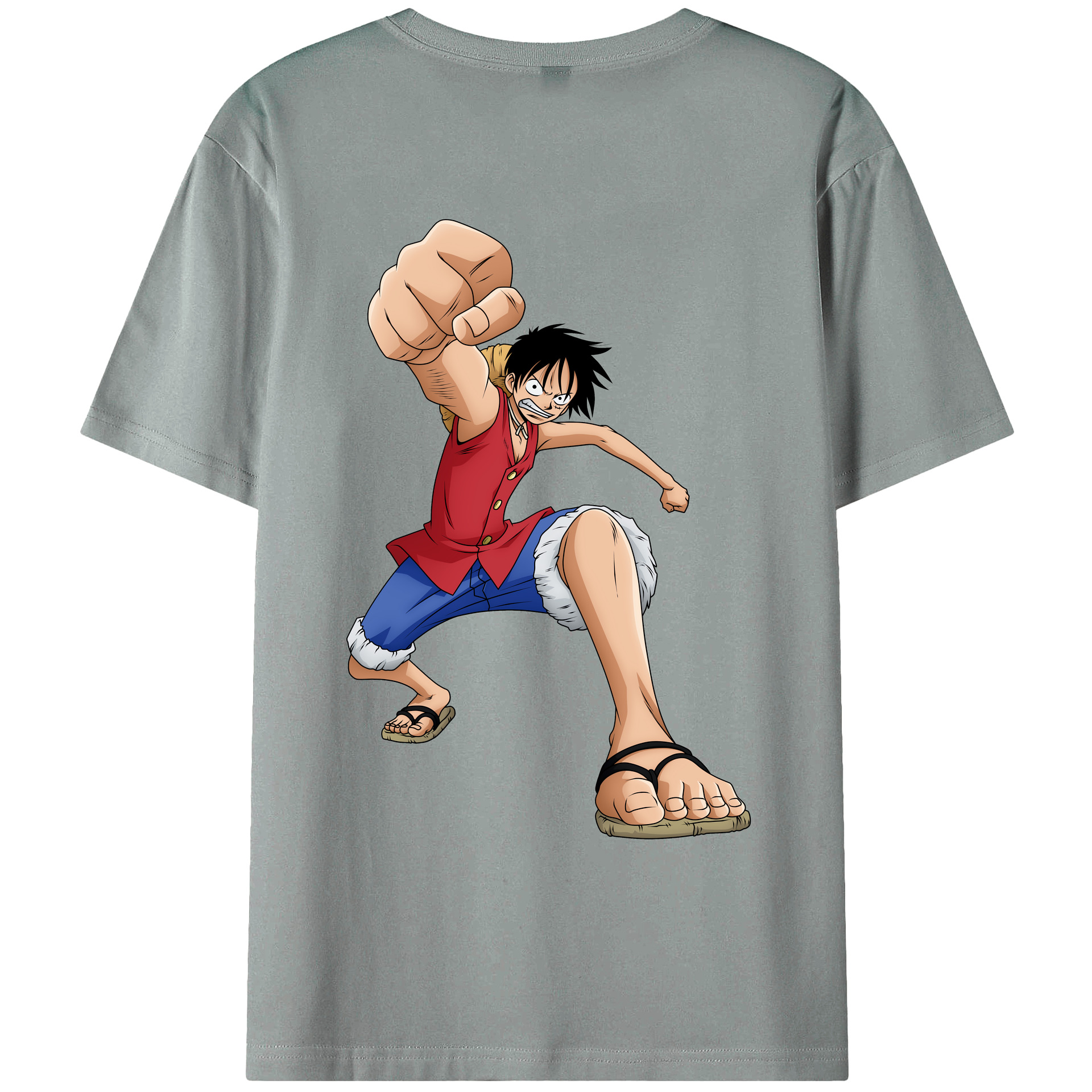 ワンピース モンキー・D・ルフィ ONE PIECE Monkey D. Luffy 綿100％ メンズ半袖Tシャツ（バックプリント） 通気性